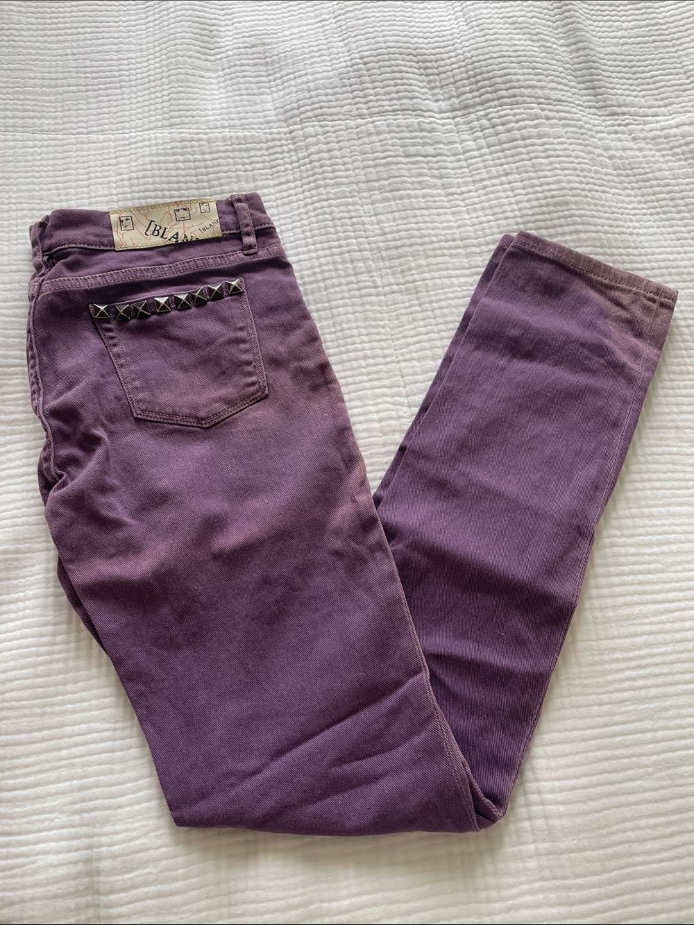 Blank NYC Plum Skinny Jeans with Studded Back Pockets